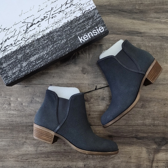 Kensie Shoes - Kensie Gerona Perforated Suede Ankle Booties Dark Gray Women's 8.5 NEW